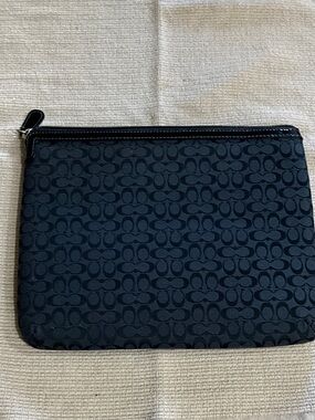 Coach Black Signature Jacquard Zip Pouch